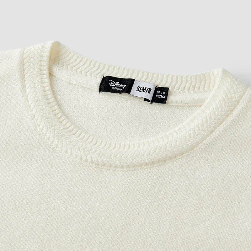 Semir Elegant Sweater Women Spring Jacquard Crew Neck Embroidered Gentle Style Casual Versatile Fashion Daily Wear Top