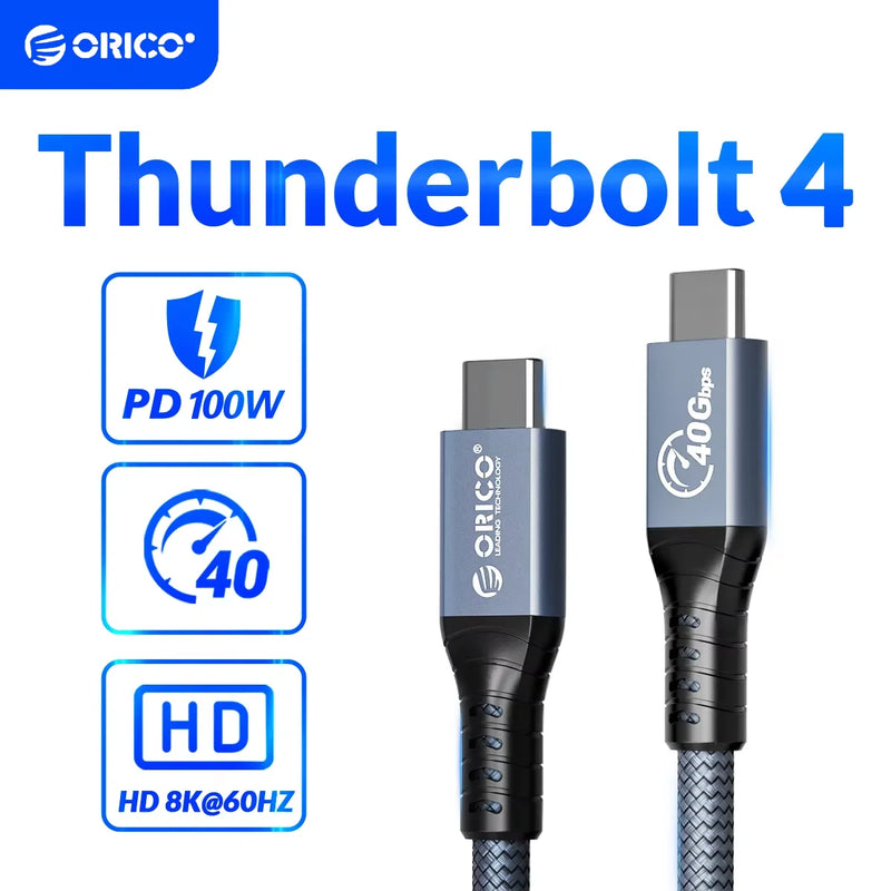 ORICO Thunderbolt 4 Cable 0.3M 8K60Hz USB4 40Gbps PD100W for iPhone15/PS5/PSSD
