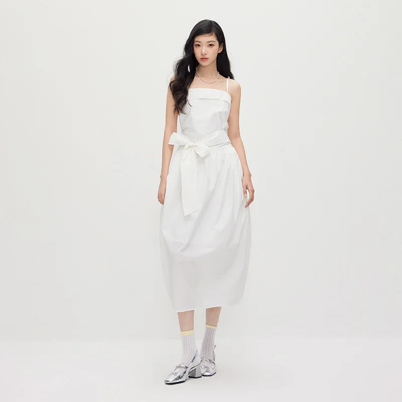 Semir Women Dress Bowknot Solid Tube Sling French Style Dress 2026 Summer Elegant