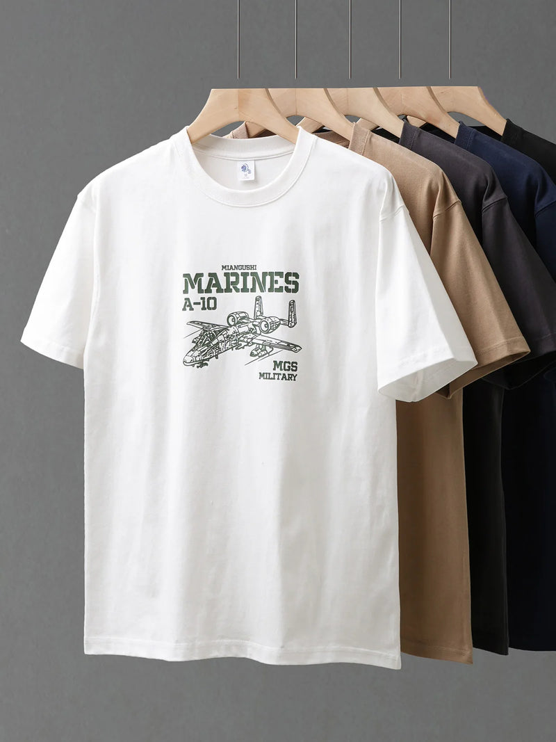 DUKEEN 320G Heavyweight Graphic T Shirts for Men Summer Oversized Pure Cotton Fighter Printed Crew Neck Tops Men's Clothing