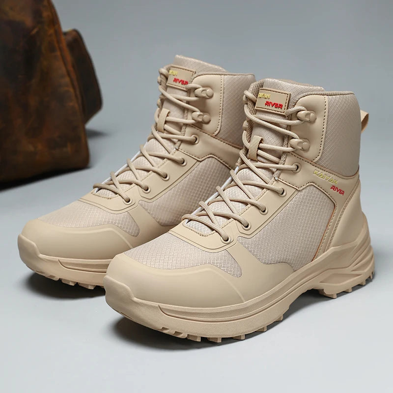 Men's outdoor field training boots four season high-top anti-slip jungle cross-country boots comfort casual hiking walking boots