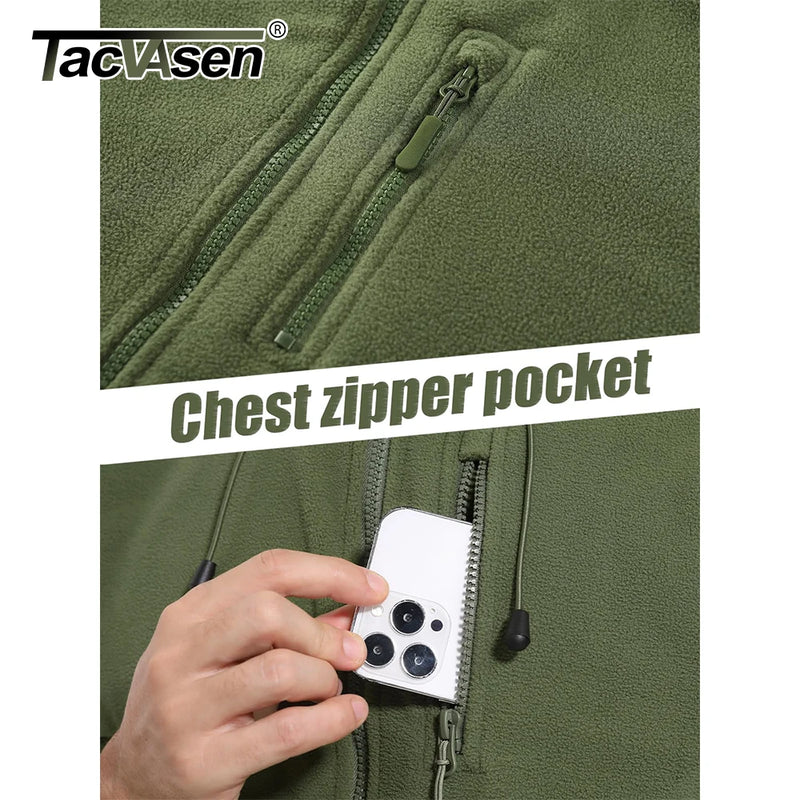 TACVASEN Fall Winter Men's Hooded Fleece Jacket Full Zip Up Soft Warmth Windproof Coat Outdoors Working Hiking Fishing Outerwear