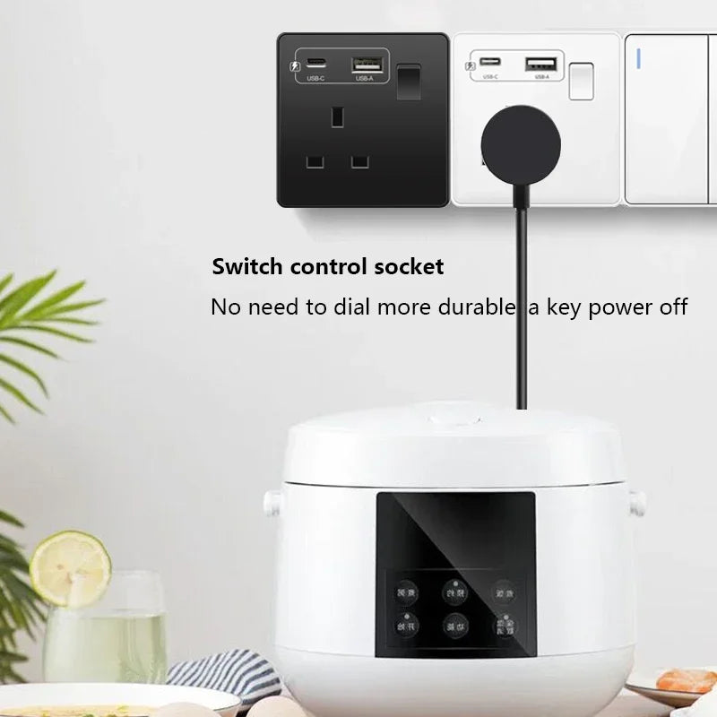 18W Type-C Plug Quick Charging Uk 13A Usb Wall Socket,Electrical Outlet with 3.1A USB C,Universal Dual 5-pin Power Socket Panel
