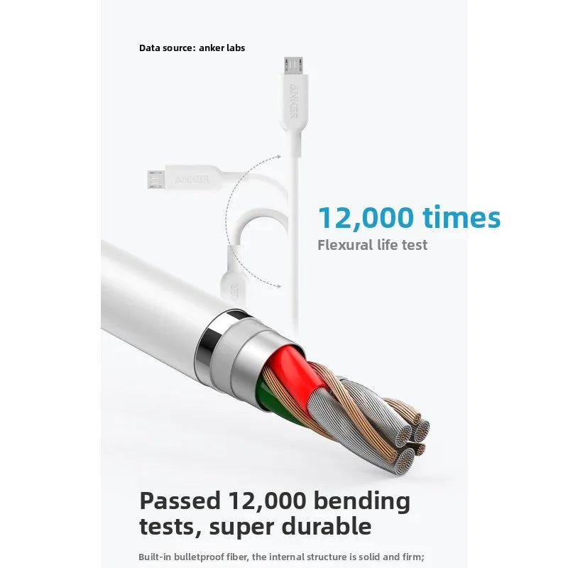 ខ្សែសាកទិន្នន័យ ANKER 3-in-1 Apple Data Cable MFi Certification 6s ស័ក្តិសមសម្រាប់ថេប្លេត Android និង iPhone ខ្សែសាក 1-to-3