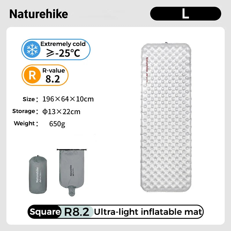 Naturehike R8.2 Inflatable Mattress Sleeping Pad Ultralight Camping Mat Air Mattress Hiking Travel Outdoors Backpacker Camp Mat