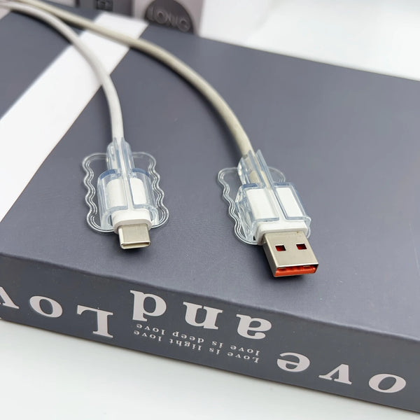 ខ្សែ USB និង Type-C ចម្រុះចំនួន 5/10 ដុំ ជាមួយនឹងគម្របថ្លា សម្រាប់ទូរស័ព្ទដៃ ស័ក្តិសមសម្រាប់ខ្សែថាមពលកុំព្យូទ័រ និង Power Bank