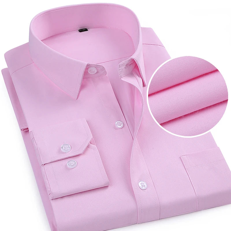 Men's Bright Red Long-sleeved Shirt, Single-breasted Square Collar Shirts Business / Wedding / Party Casual Shirt Blue White 6XL