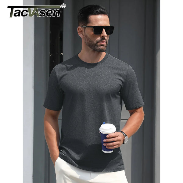 TACVASEN Short Sleeve Crew Neck Cotton T-shirts Mens Breathable Casual T-shirt Sports Pullover Basic Tee Shirts Tops Clothing