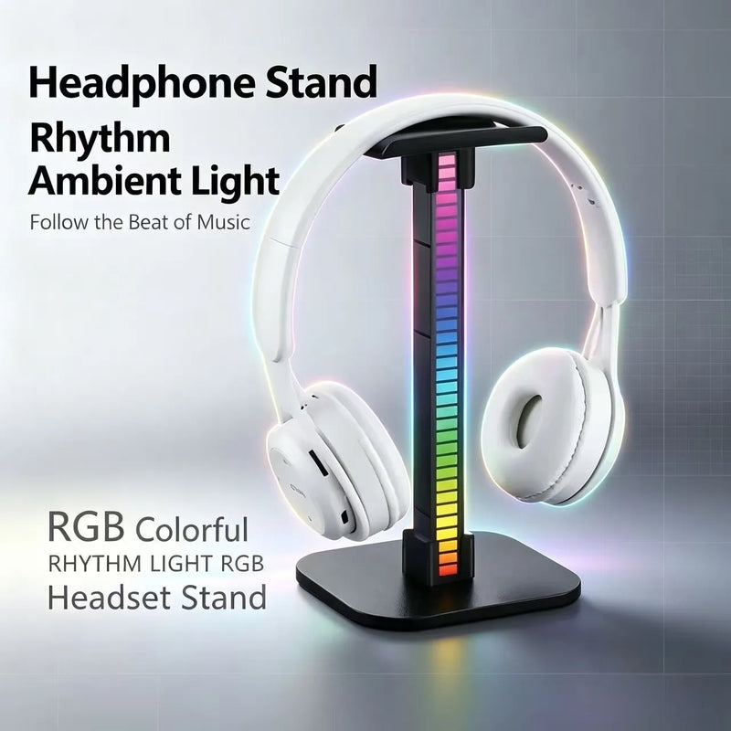 USB Gaming Headphone Stand RGB Rhythm Light Detachable Desktop Headset Holder For Gamer