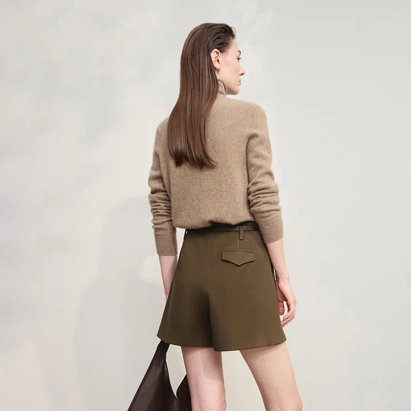 AMII Women's Shorts 2026 Winter New Solid Color Versatile Casual Shorts Women's Knitting Loose A-line Ladies Clothing 12524059