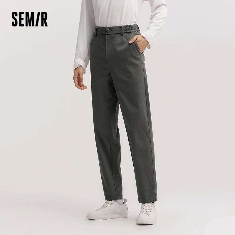 Semir Solid Color Casual Pants Tapered Fit Men 2025 Spring Basic Style Simple Fashion Long Comfortable Trousers