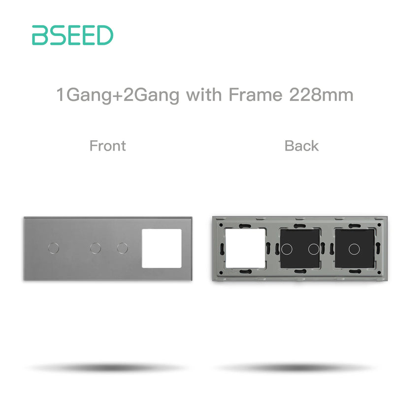 BSEED EU Standard Touch Light Switch Panel With Wall Socket Frames 228mm Metal Base Included Glass Frame Without Switch Part