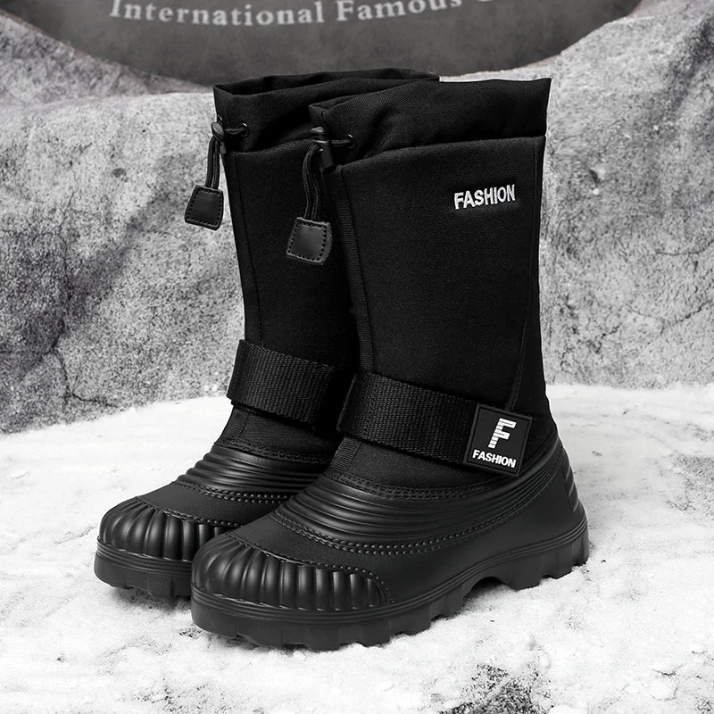Men's high-top casual snow boots winter warm velvet cotton boots soft sole non-slip comfort outdoor walking thicken work boots