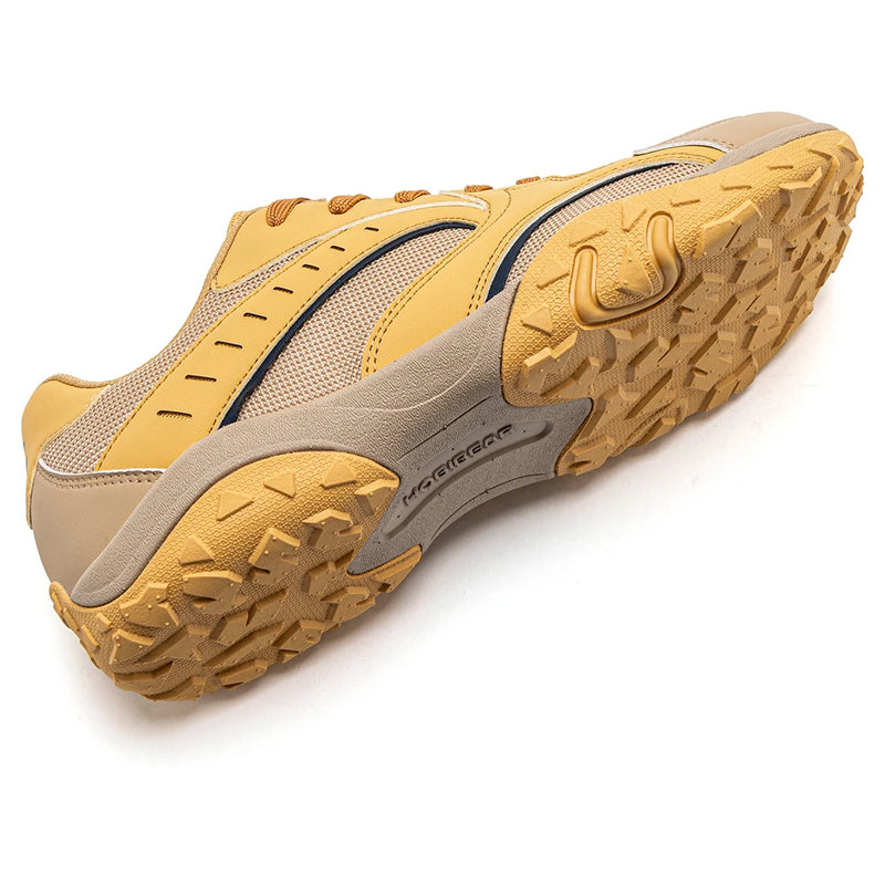 HOBIBEAR Unisex Wide Toe Hiking Sneakers Lace-Up Walking Shoes Outdoor Travel Artificial Leather Mesh Minimalist Sneakers