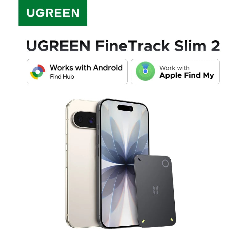 UGREEN FineTrack Slim Duo Smart Item Tracker Dual System Compatible with iOS Android Global Tracking 5 Years Bluetooth Finder