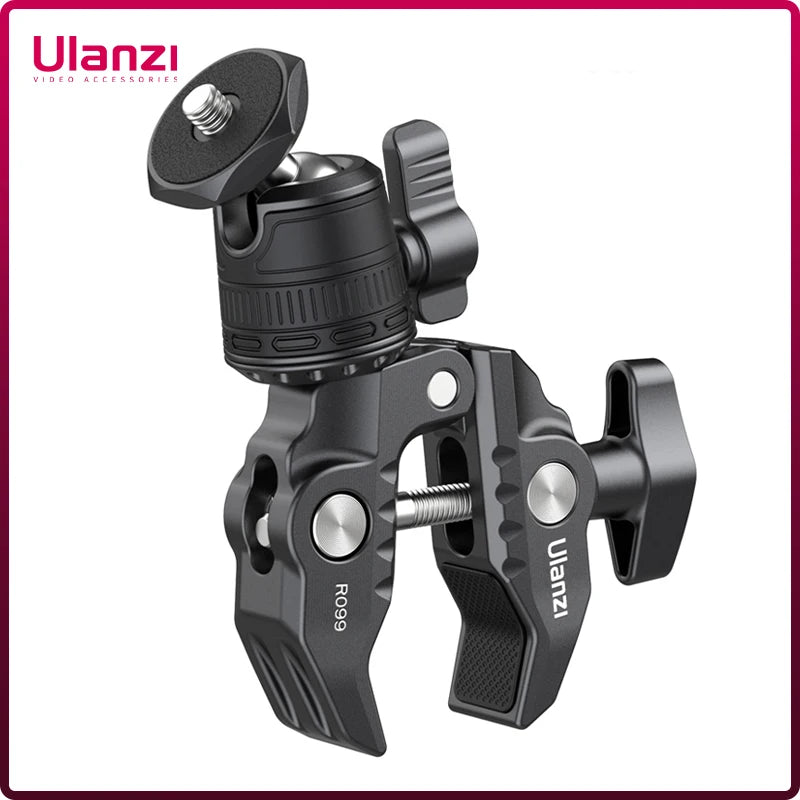 Ulanzi R099 Super Clamp ជាមួយក្បាលបាល់តូច 360° តង្កៀបក្ដាប់រហ័ស Tripod Mount 1/4 វីសសម្រាប់កាមេរ៉ា Gopro DSLR