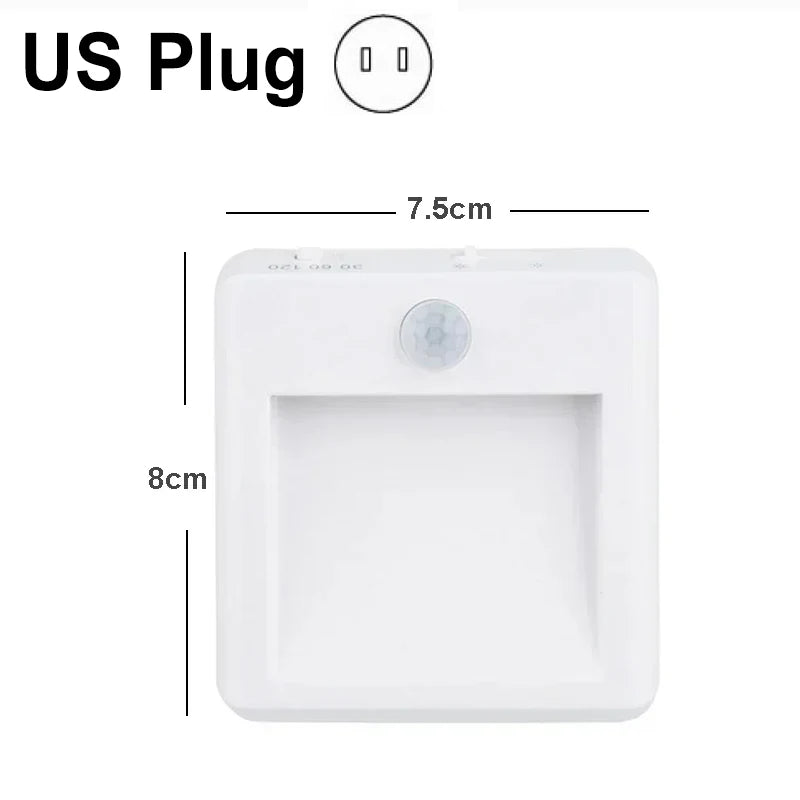 Motion Sensor Night Light Plug in Auto Off Timer 5 Level Dimmable Motion Sensor LED Lamp Soft Warm Light for Hallway Bathroom ﻿