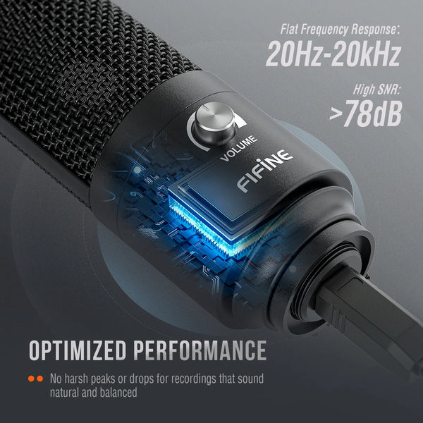 មីក្រូហ្វូន FIFINE USB Condenser សម្រាប់ MAC OS/Windows, មីក្រូហ្វូនកុំព្យូទ័រយួរដៃធ្វើពីលោហៈ Cardioid សម្រាប់ថតសំឡេង, ស្ទ្រីម, កិច្ចប្រជុំ-K669B