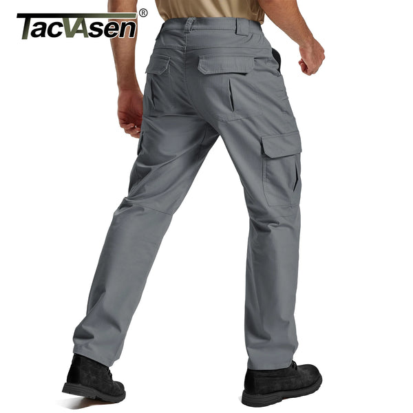 TACVASEN Mens Cargo Work Pants Hiking Tactical Waterproof Trousers Ripstop Breathable Stretch Pants with 8 Pockets(No Belt)