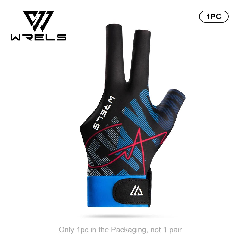 WRELS 1pc Left Hand Billiards Glove Three Finger Snooker Billiard Glove Non Slip Stickers Elasticity Billiard Training Gloves