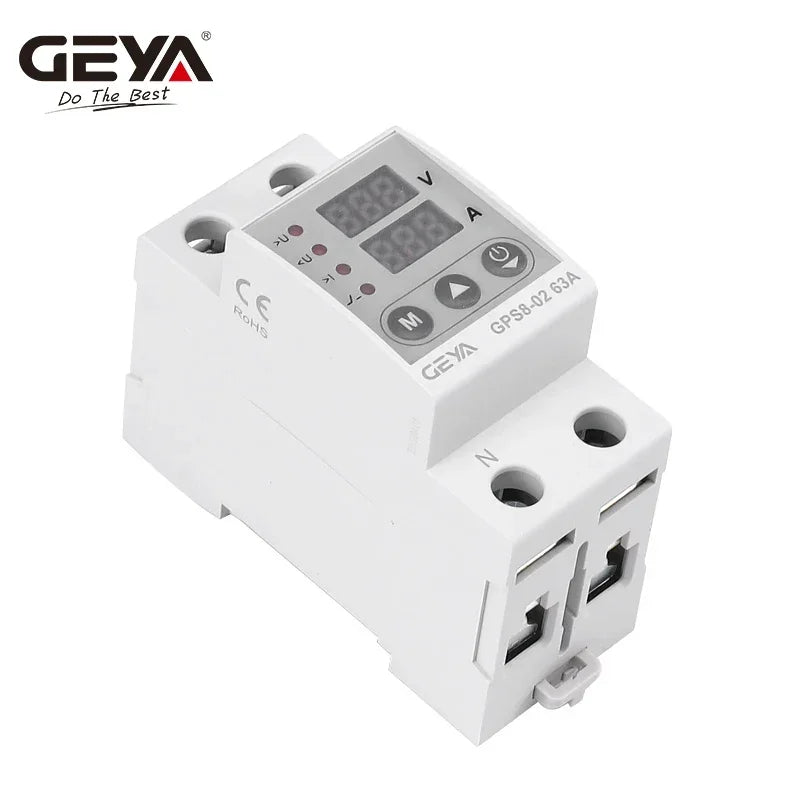 GEYA GPS8-02 Din Rail Over Current Protector Over Voltage Under Voltage Protective Device 40A 63A 80A 220VAC