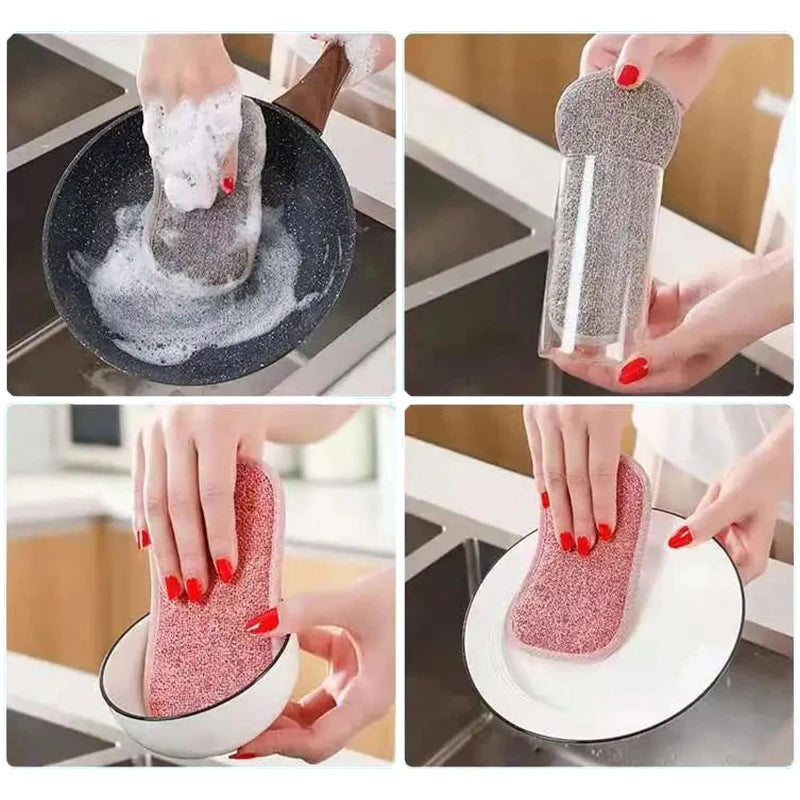 1/2/3pcsNon-Scratch Microfiber Sponge,Multi-Purpose Scrub Sponges For Kitchen Kitchen Gadgets,Cleaning plate sponge kitchenware