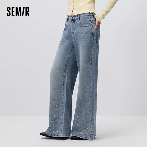 ខោខូវប៊យ Semir សម្រាប់នារី រចនាបែប Rhinestone រលុងបន្តិច ស្ដើង សាមញ្ញ ស្លៀកប្រចាំថ្ងៃ 2026