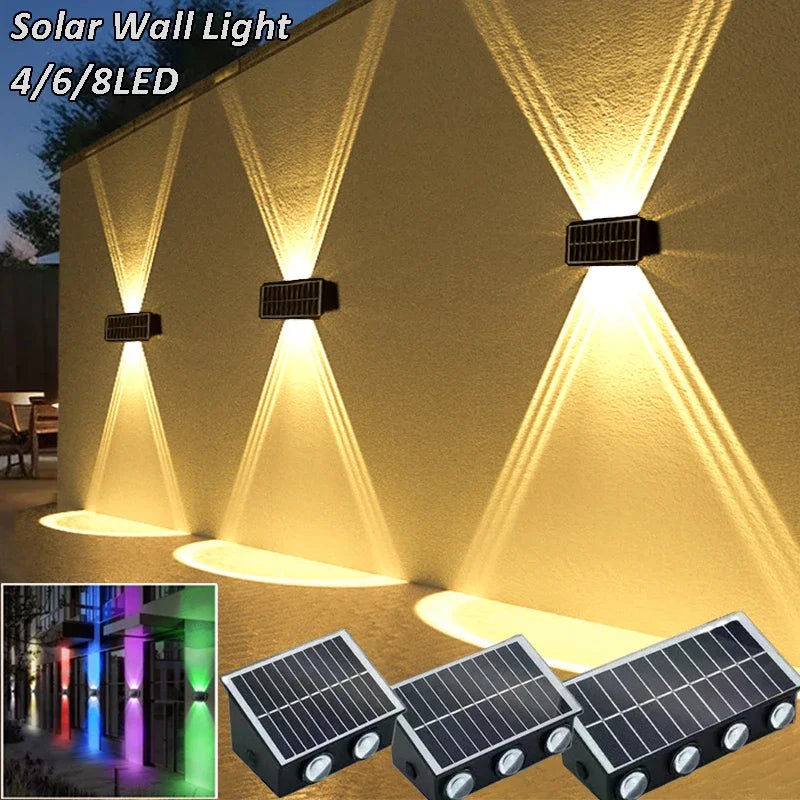 Solar LED Spotlight Outdoor Waterproof Upper Lower Lighting Porch Lights Solar Powered Streetlight for Balcony Courtyard Garden