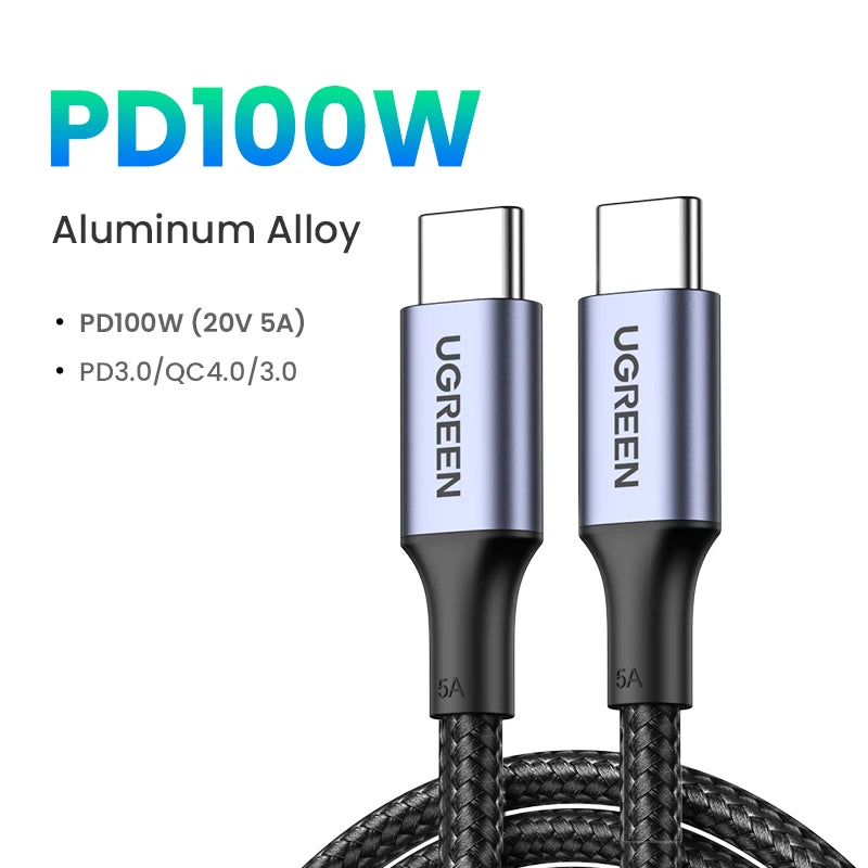 UGREEN USB C to USB C Cable PD100W USB Type C Charging Cable for MacBook Pro iPad Pro 2020 Samsung S20 S10 Quick Charger USB