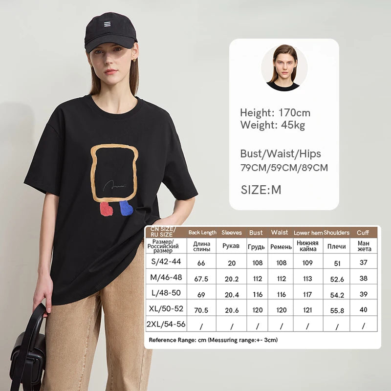 អាវយឺតរដូវក្តៅ AMII Minimalist សម្រាប់ស្ត្រី អាវយឺតដៃខ្លី O ក បោះពុម្ព នារី 2025 ម៉ូដថ្មី អាវយឺតរលុង 12542182