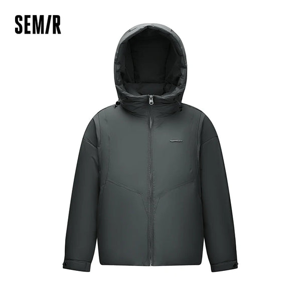 អាវក្រៅ Semir សម្រាប់បុរស មានខ្សែចង មានមួក សម្រាប់ធ្វើដំណើរក្នុងទីក្រុង ឆ្នាំ២០២៦ សម្លៀកបំពាក់ប្រចាំថ្ងៃរដូវរងាថ្មី សម្រាប់ទីក្រុង ស្ទីលធម្មតា អាកាសធាតុត្រជាក់ ពាក់ជាស្រទាប់ៗ