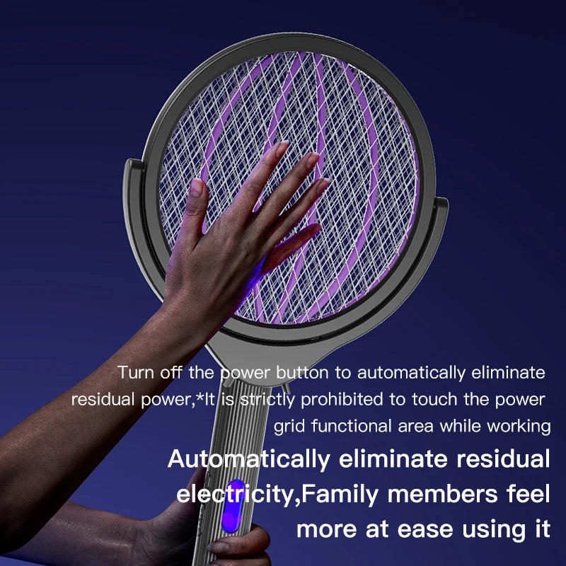 3 in 1 Electric Mosquito Killer Lamp Racket Foldable Mosquito Killer 2400V USB-C Rechargeable Electric Fly Swatter UV Light