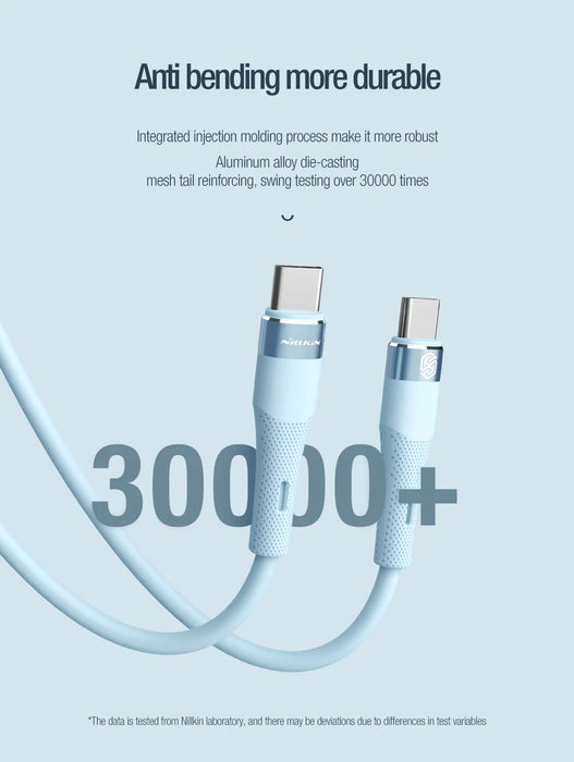 NILLKIN PD 60W USB C Cable Type C To Type C Fast Charging Cable For Samsung Xiaomi Huawei POCO liquid Silicone Cable