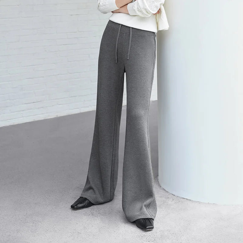 Semir Women Casual Pants High Waist Brushed Fleece Sport Style Wide Leg 2026 New Winter Daily Wear Urban Casual Style