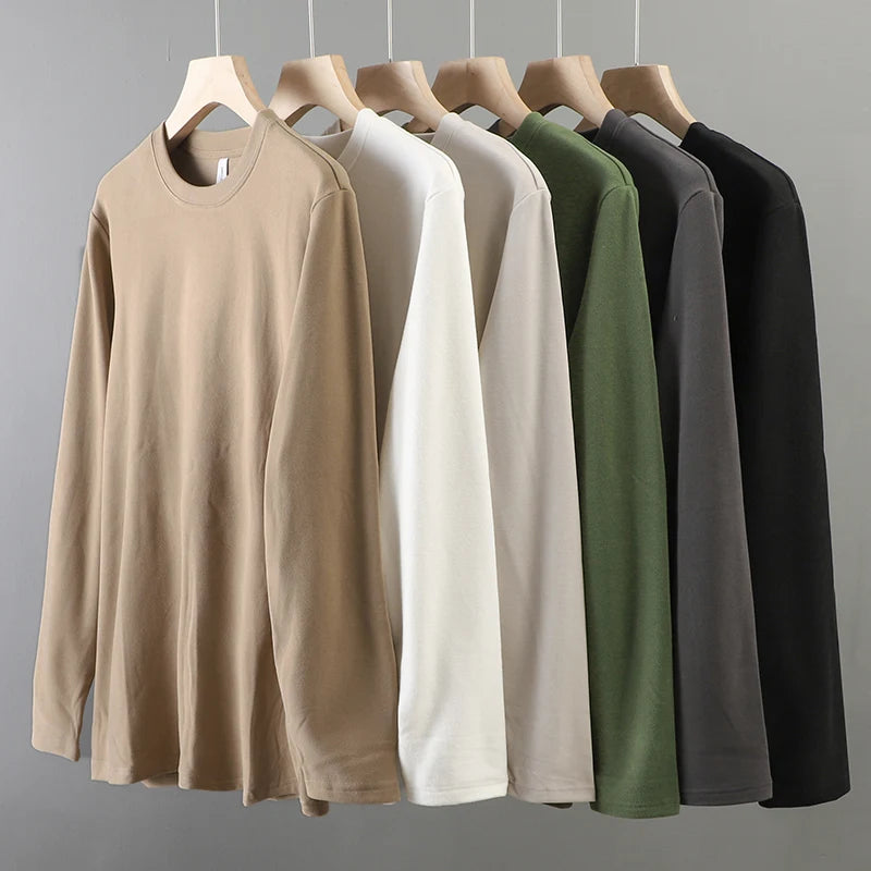 DUKEEN Dralon Shirt for Men Long-Sleeved Bluse Thickened Thermal Underwear Top 350G Heavyweight T-Shirt Winter Men's Clothing