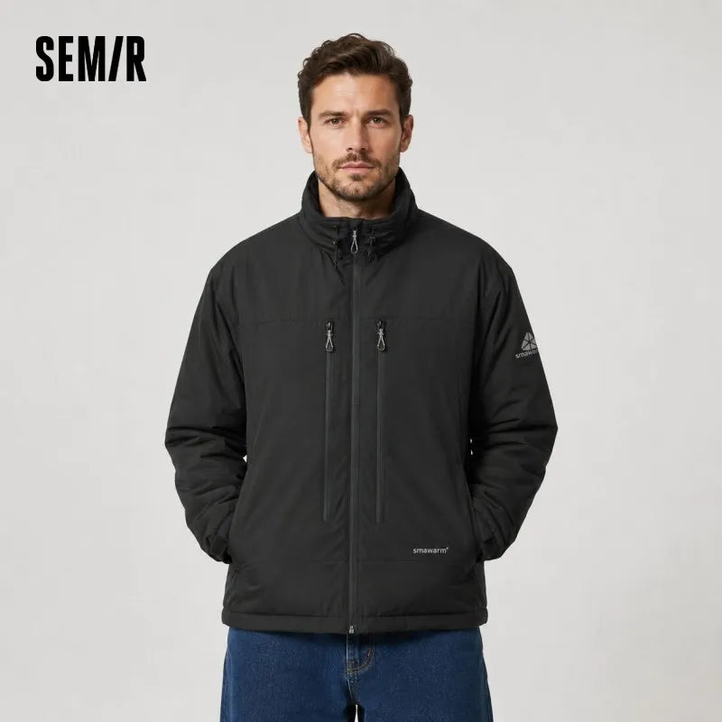 Semir Cotton Coat Men Winter Heat-Generating Tech Three-Resistant Outerwear 2025 New Outdoor Functional Loose Stand Collar