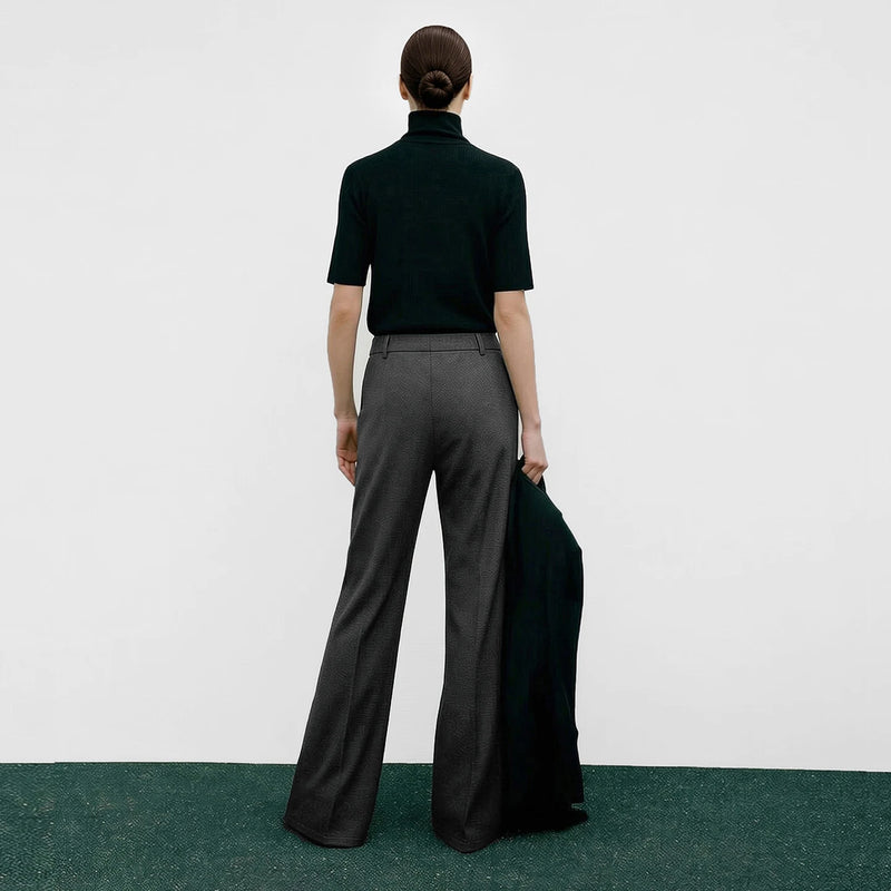 Amii Flare Pants 2026 Autumn New Retro Commuter Elastic Wide Leg Pants Pocket Knitted Casual Versatile Women's Trousers 12623063