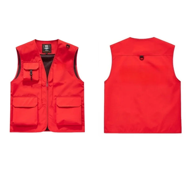 Spring Autumn Lightweight Jacket V-Neck Workwear Vest Men's Outdoor Casual Fishing  Photography with Thin Shoulder Pad