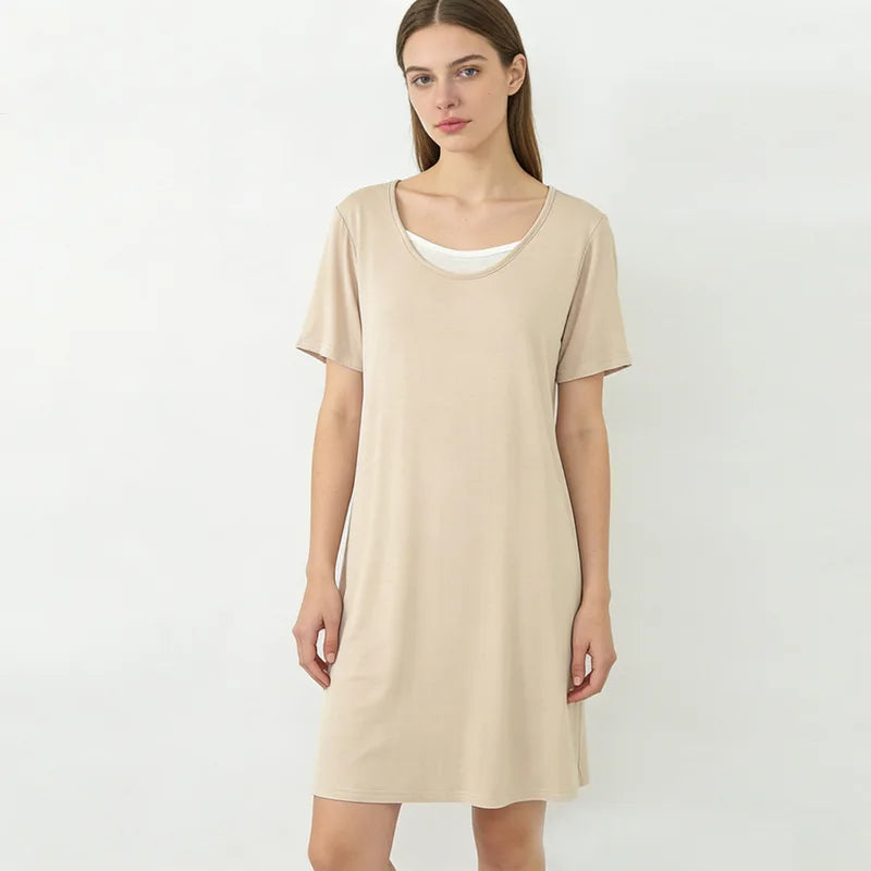 Soft Nightgowns Women's Nightie One Piece Pajamas Dress New Summer Loose Short Sleeve Sleepwear Nightwear Woman Night Dress