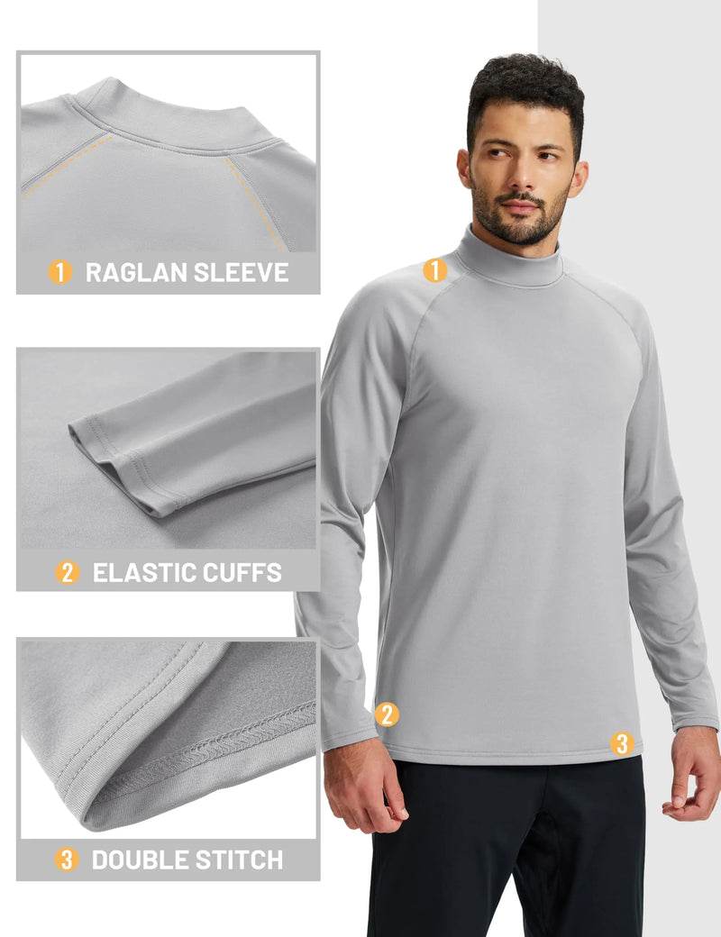 TACVASEN Men's Autumn And Winter Mock Neck Thermal T-shirts Fleece Lined Long Sleeves Stretchy Athletic Workout Base Layer Tops