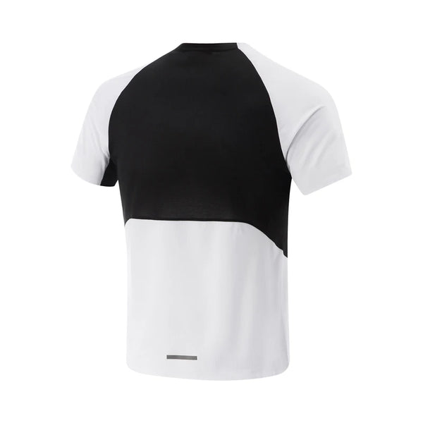 អាវយឺតកីឡារត់បុរស Li-Ning AT DRY អាវយឺតដៃខ្លី Polyester ដែលអាចដកដង្ហើមបាន និងឆ្លុះបញ្ចាំងពន្លឺ ATSV097