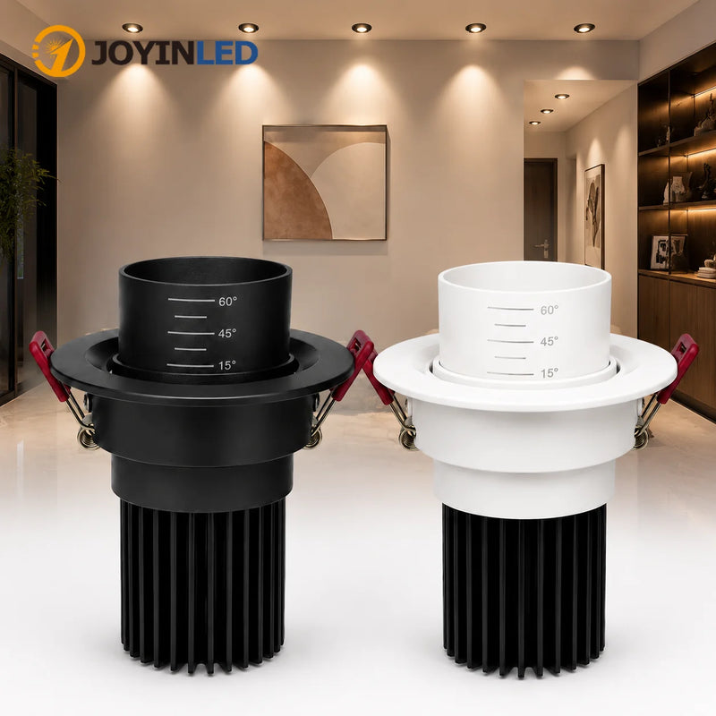 ចង្កៀងពិដាន JOYINLED 7W អាចពង្រីកបាន អំពូល LED ដែលអាចបន្ថយពន្លឺបាន ចង្កៀងពិដានអាលុយមីញ៉ូម មុំធ្នឹមអាចលៃតម្រូវបាន 15°-45°-60°