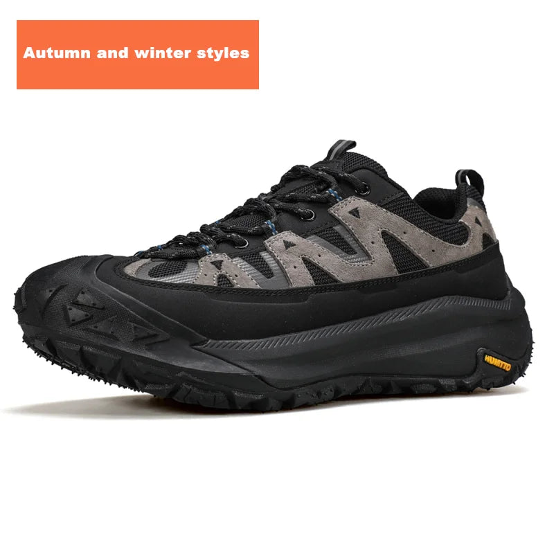 HUMTTO Breathable Trekking Shoes for Men Outdoor Men's Sports Shoes Non-slip Hiking Boots Leather Safety Walking Sneakers Man
