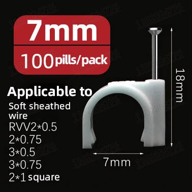 100pcs 6mm Round Steel Nail Cable Wire Wall Hanging Screw Clips Cable Clip For RG59 RG6 White High Quality Low Price Favorable