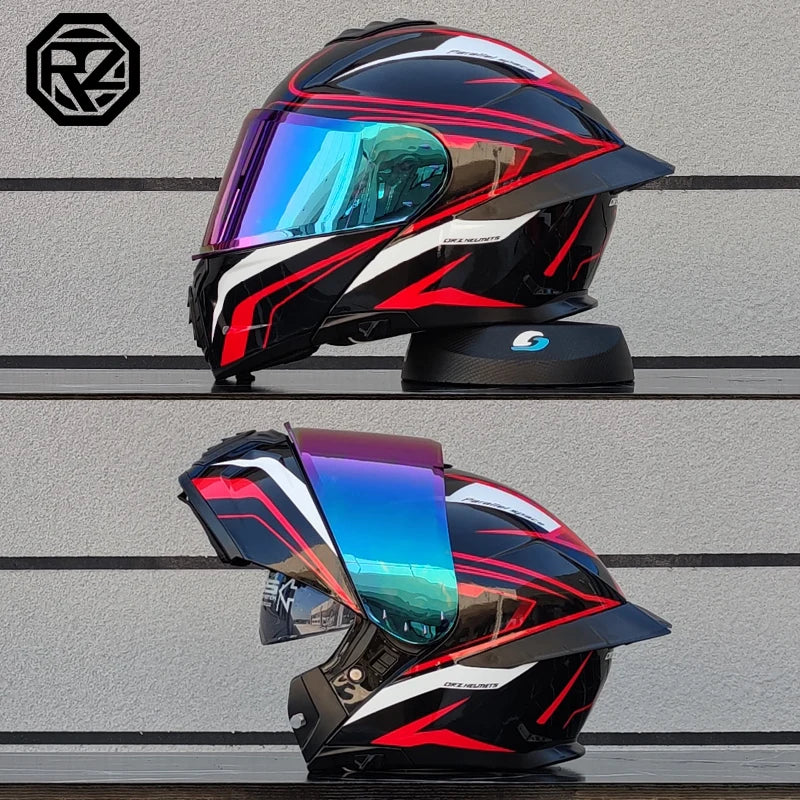 ORZ Motorcycle Helmet Dual Visor Modular Flip up Full Face Helmet for Adult Men and Women DOT Approved