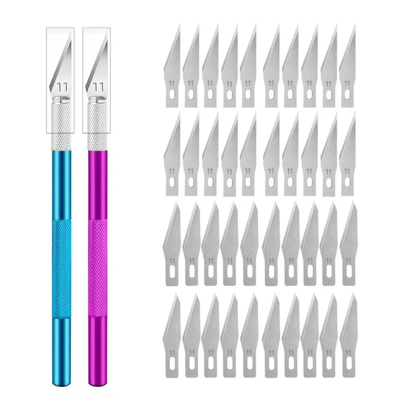 Engraving Non-Slip Metal Knife Kit + 40/5pcs #11 Blades Cutter Craft Knives for Mobile Phone PCB Repair Hand Tools