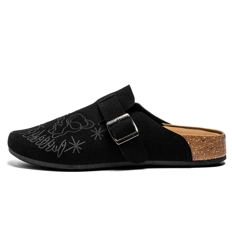 Men's Mules Casual Slippers Summer new Breathable lightweight outdoor walking shoes fashion youth comfort non slip semi slippers