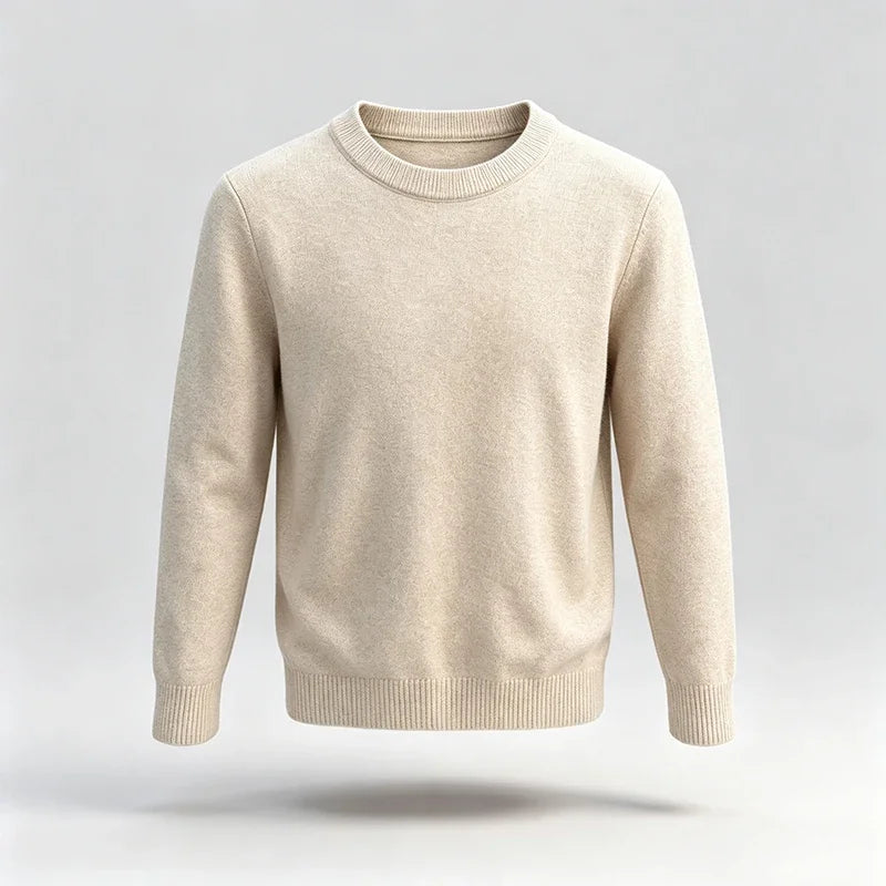 Male Urban Casual Crew Neck Knit Pullover Long Sleeve Ribbed Hem And Cuff For City Commute Street Leisure Cold Season Look