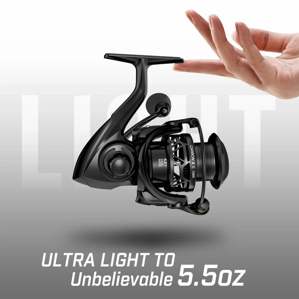 Piscifun Carbon X2 Spinning Reels Max Drag 10kg Ultralight 156g Weight Rotor 6.2:1/5.2:1 10+1 Shielded Bearings Fishing Reels