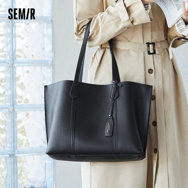 Semir Bag Women High-grade Versatile Work Bag Casual Single Shoulder Bag College Student Simple Tote Bag